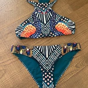 Mara Hoffman Bikini Teal Peacock Bikini Swimsuit Medium